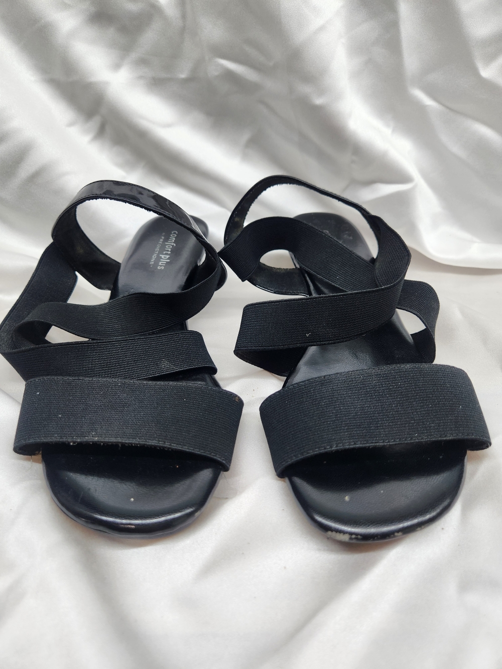 comfort plus by Predictions Black Strappy Elastic Sandals